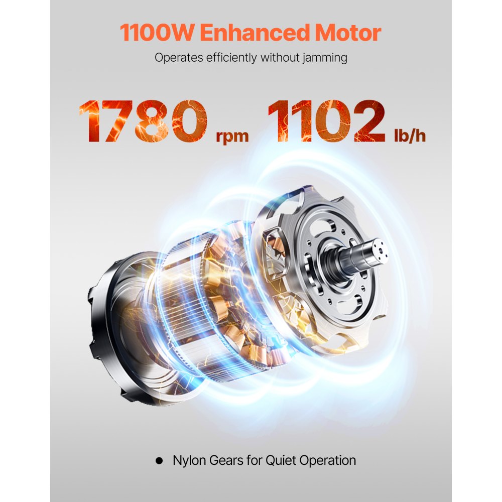 YF-QC80 - 1100W Stainless Steel Meat Cutter, 5mm Dual-Layer Blade