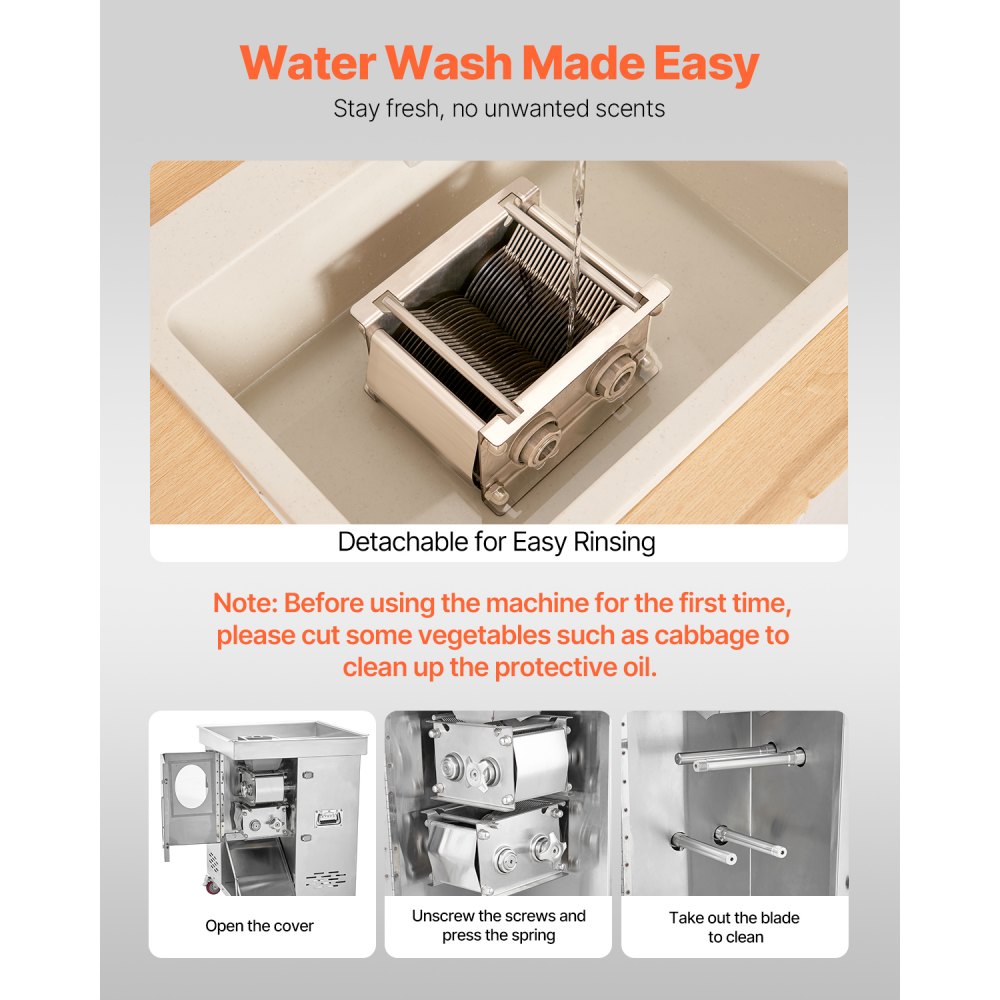 YF-QC80 - 1100W Stainless Steel Meat Cutter, 5mm Dual-Layer Blade