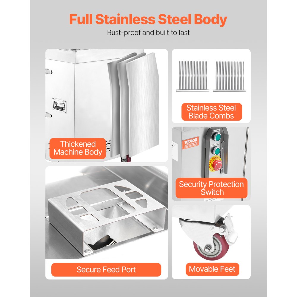 YF-QC80 - 1100W Stainless Steel Meat Cutter, 5mm Dual-Layer Blade