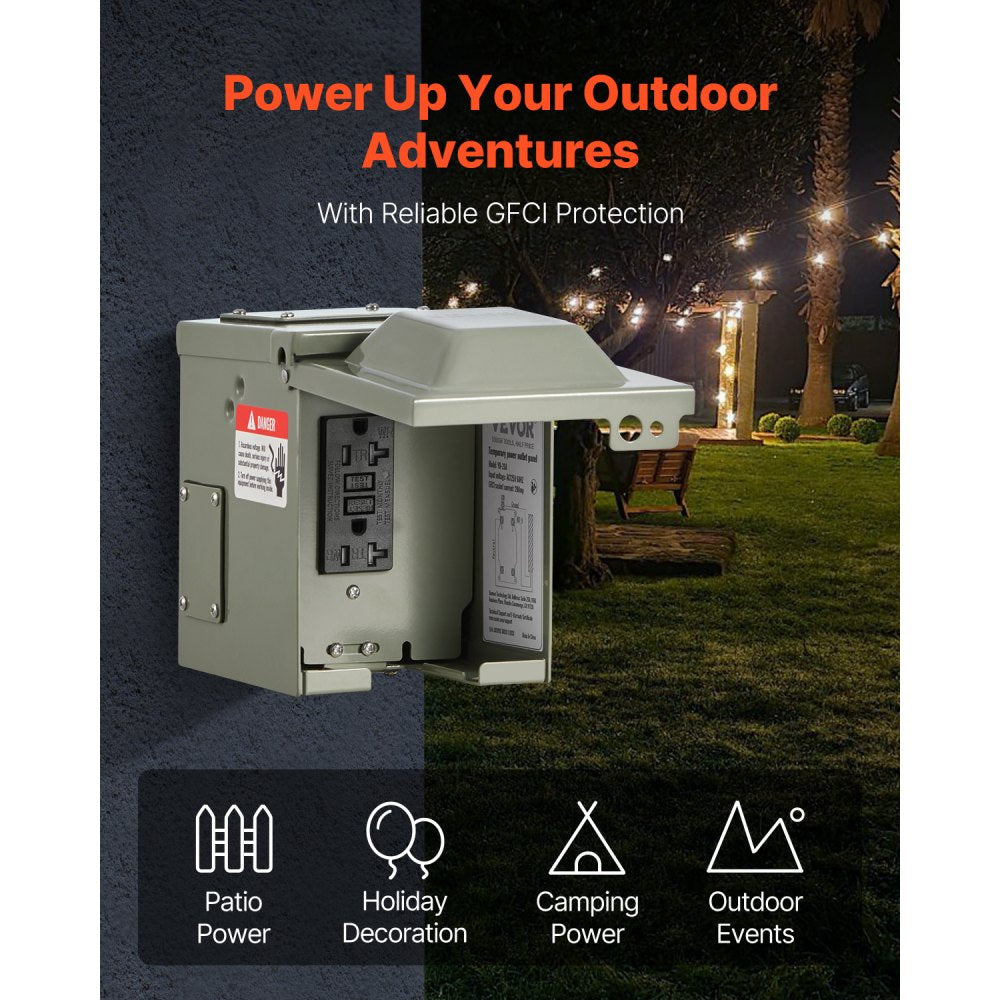 YD-20AX1 - Waterproof GFCI 20 Amp Outdoor Outlet Panel with Security Lock