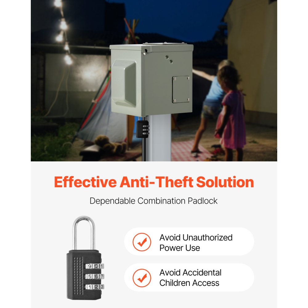 YD-20AX1 - Waterproof GFCI 20 Amp Outdoor Outlet Panel with Security Lock