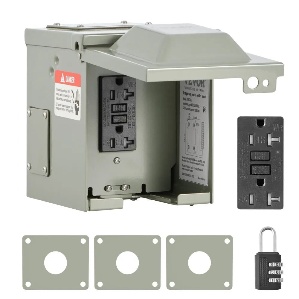 YD-20AX1 - Waterproof GFCI 20 Amp Outdoor Outlet Panel with Security Lock