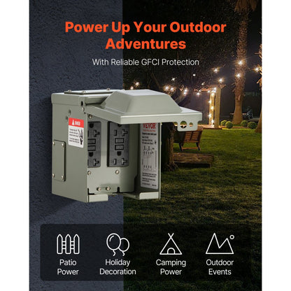 YYD-20AX2 - 2 GFCI 20A Outdoor Power Outlet with Waterproof Protection