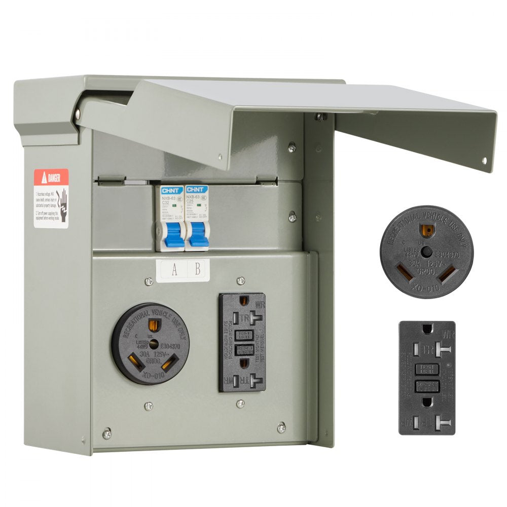 YD-30A/20A - 20A/30A Weather-Resistant RV Outlet Panel for Various Devices