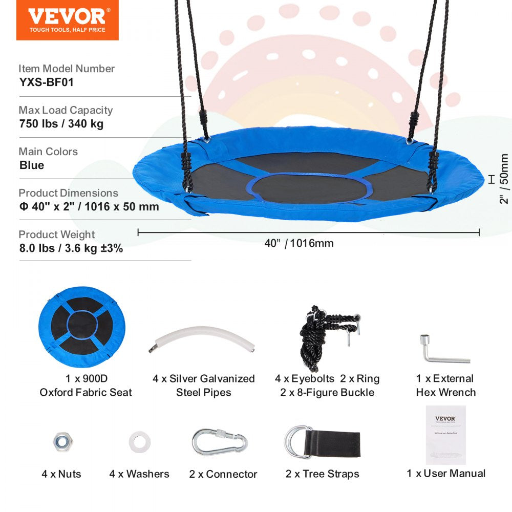YXS-BF01 - 40" VEVOR Multi-Person Saucer Swing, 750 lbs Capacity