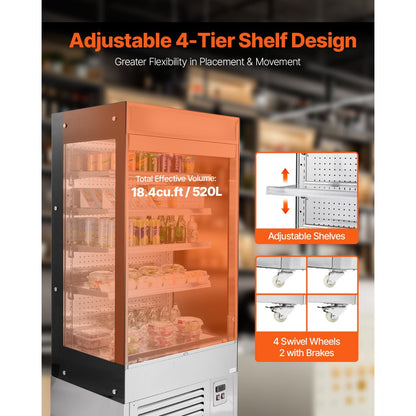 XCS-520L - 4-Tier Stainless Steel Open Air Merchandiser with Smart Controls