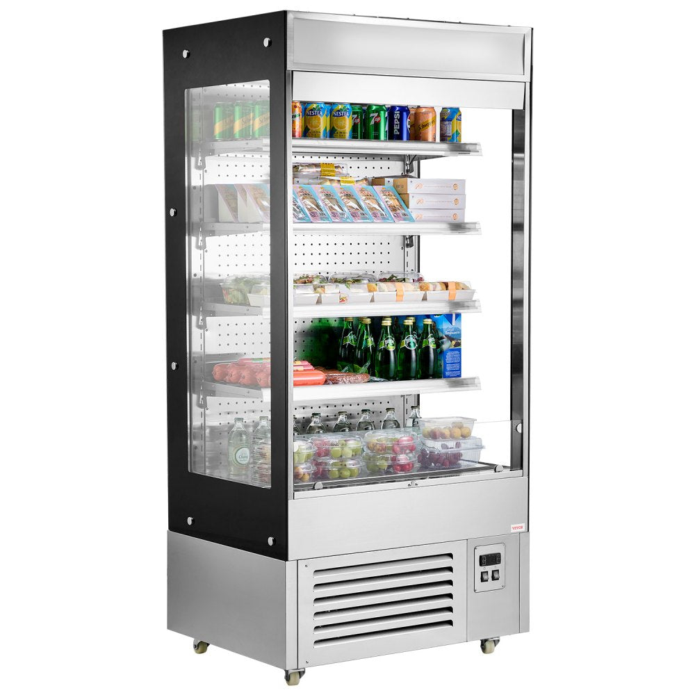 XCS-520L - 4-Tier Stainless Steel Open Air Merchandiser with Smart Controls