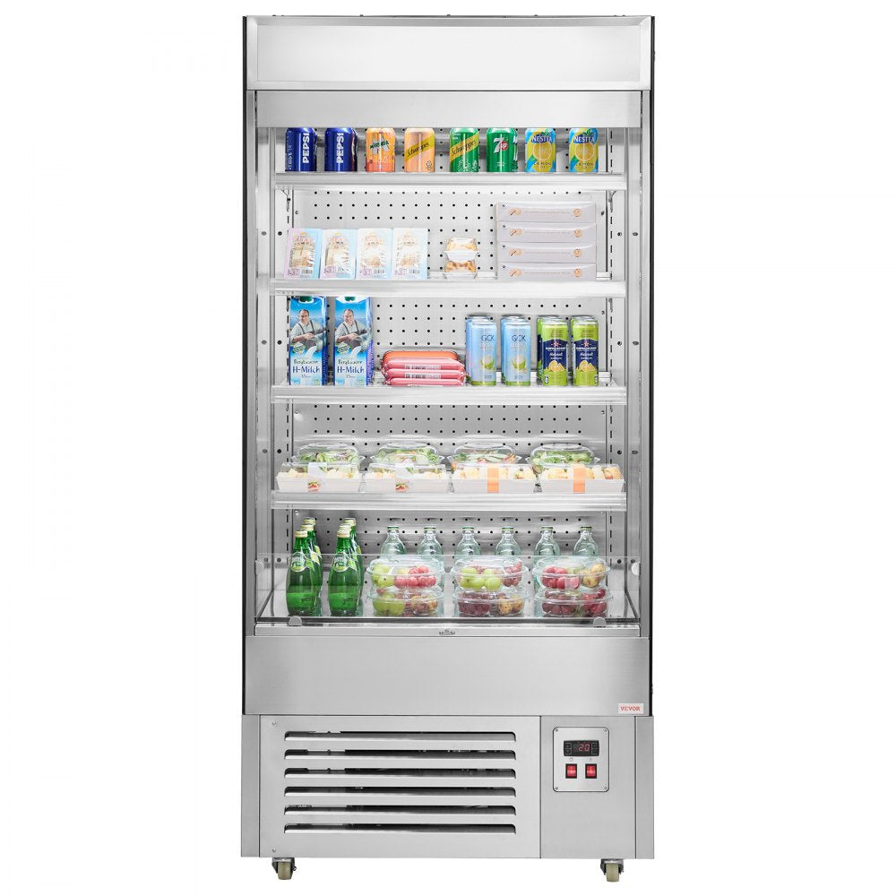 XCS-520L - 4-Tier Stainless Steel Open Air Merchandiser with Smart Controls