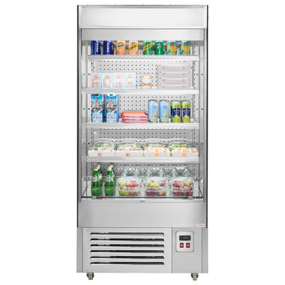 XCS-520L - 4-Tier Stainless Steel Open Air Merchandiser with Smart Controls