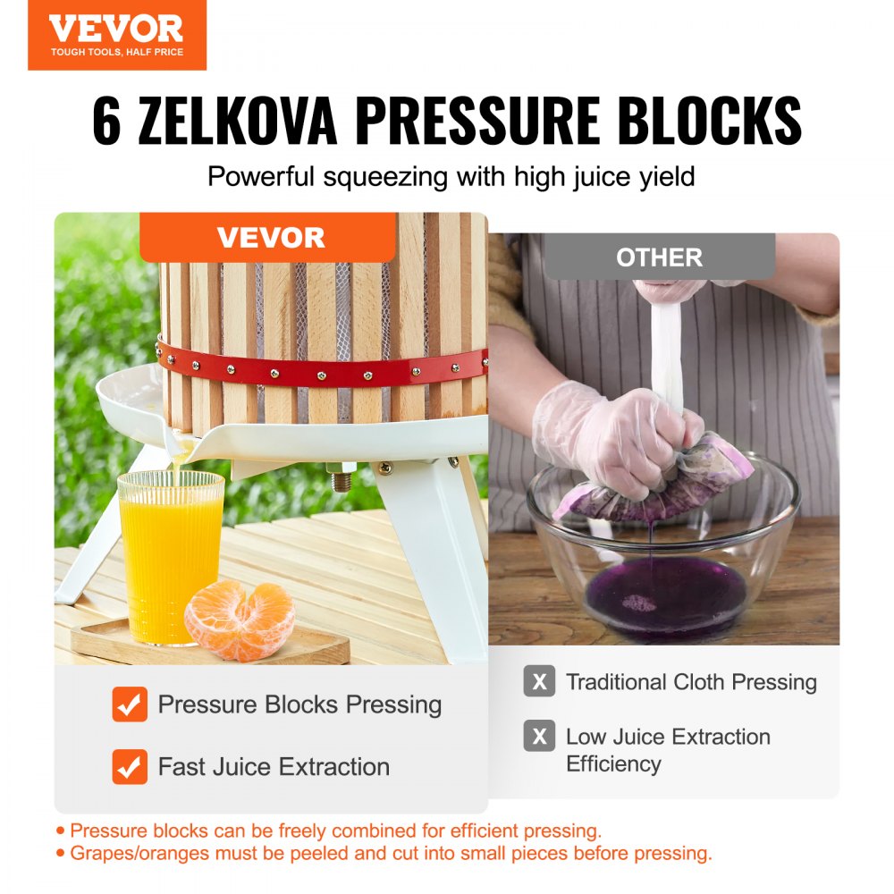 SC-W12L - 3.2-Gallon Solid Wood Manual Wine Press for Home Juicing