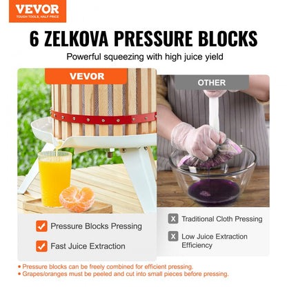 SC-W12L - 3.2-Gallon Solid Wood Manual Wine Press for Home Juicing