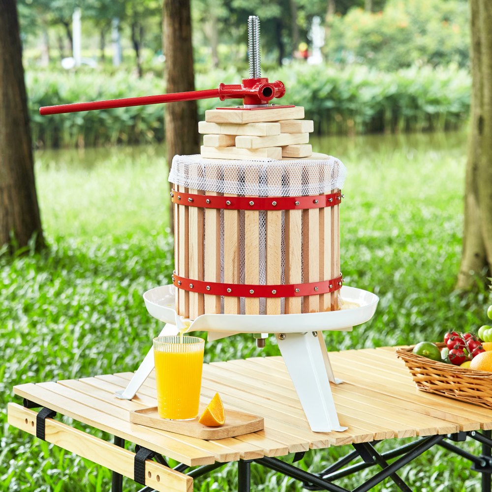 SC-W12L - 3.2-Gallon Solid Wood Manual Wine Press for Home Juicing