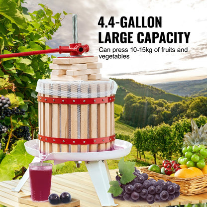 SC-W18L - 4.4 Gallon Zelkova Fruit Wine Press with Enhanced Pressure Design