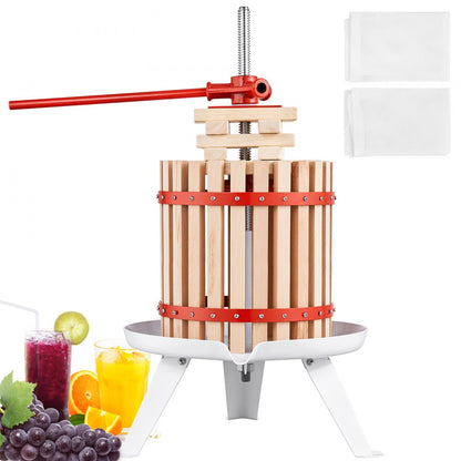 YZQ-6L VEVOR 6L Manual Fruit Wine Press with Durable Wooden Basket