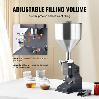 A02 - 5ml to 50ml Stainless Steel Pneumatic Filling Machine