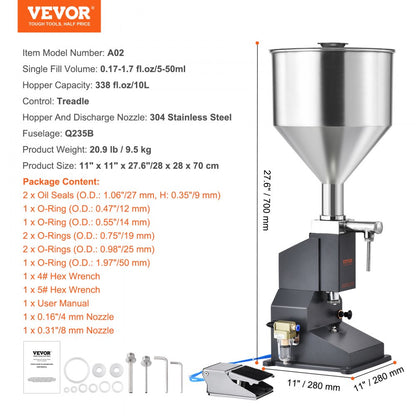 A02 - 5ml to 50ml Stainless Steel Pneumatic Filling Machine