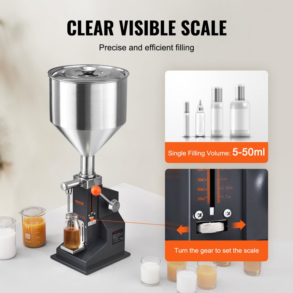 A03 - Adjustable 5-50ml Stainless Steel Liquid Filler for Home & Workshop