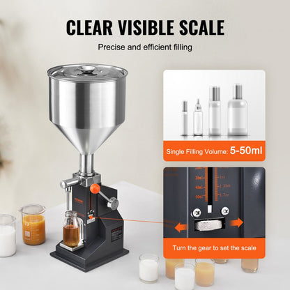 A03 - Adjustable 5-50ml Stainless Steel Liquid Filler for Home & Workshop