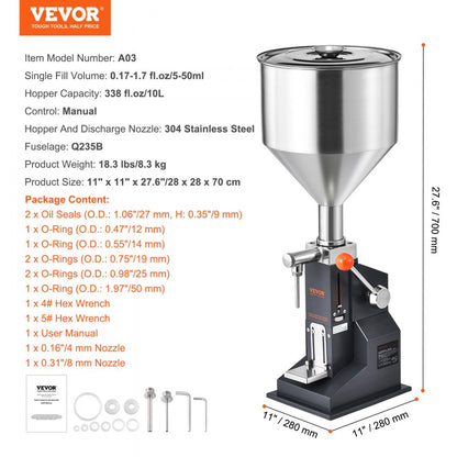 A03 - Adjustable 5-50ml Stainless Steel Liquid Filler for Home & Workshop