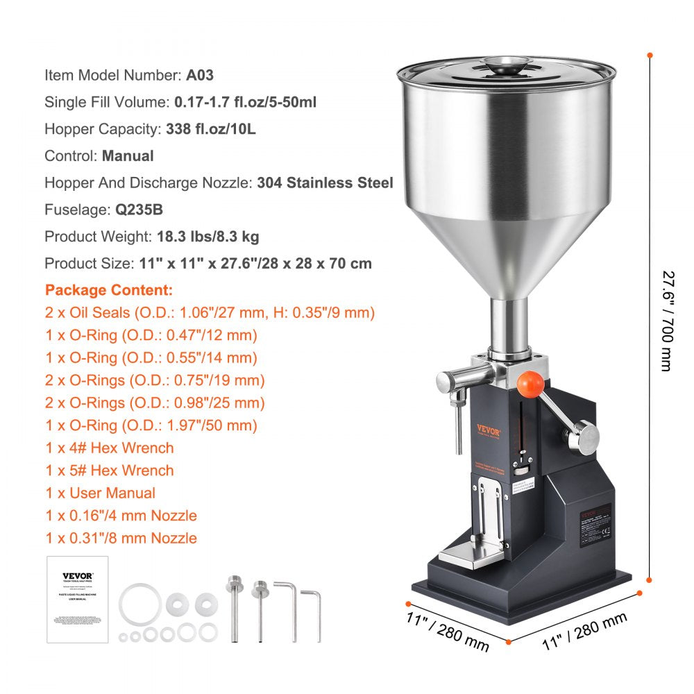 A03 - Adjustable 5-50ml Stainless Steel Liquid Filler for Home & Workshop