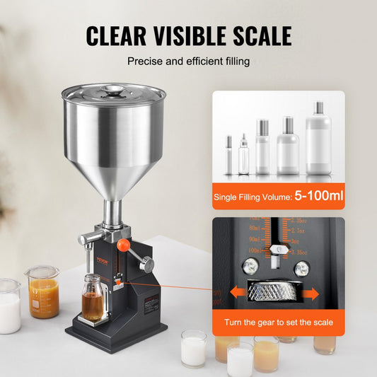 M110-M - VEVOR 304 Stainless Steel Liquid Filler with Precise Manual Control