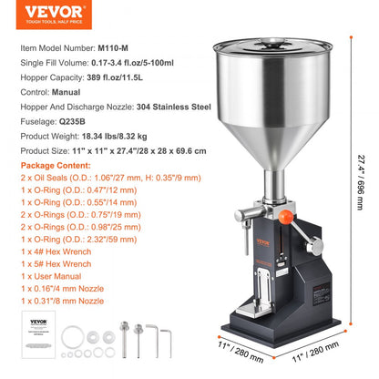 M110-M - VEVOR 304 Stainless Steel Liquid Filler with Precise Manual Control