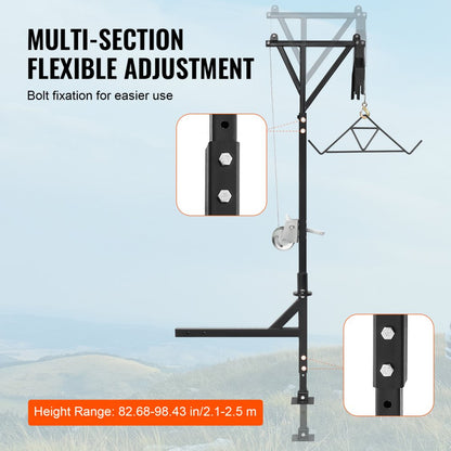 HXCZDJ-04 - Compact 600 lbs Hitch Mounted Deer Hoist with Manual Winch