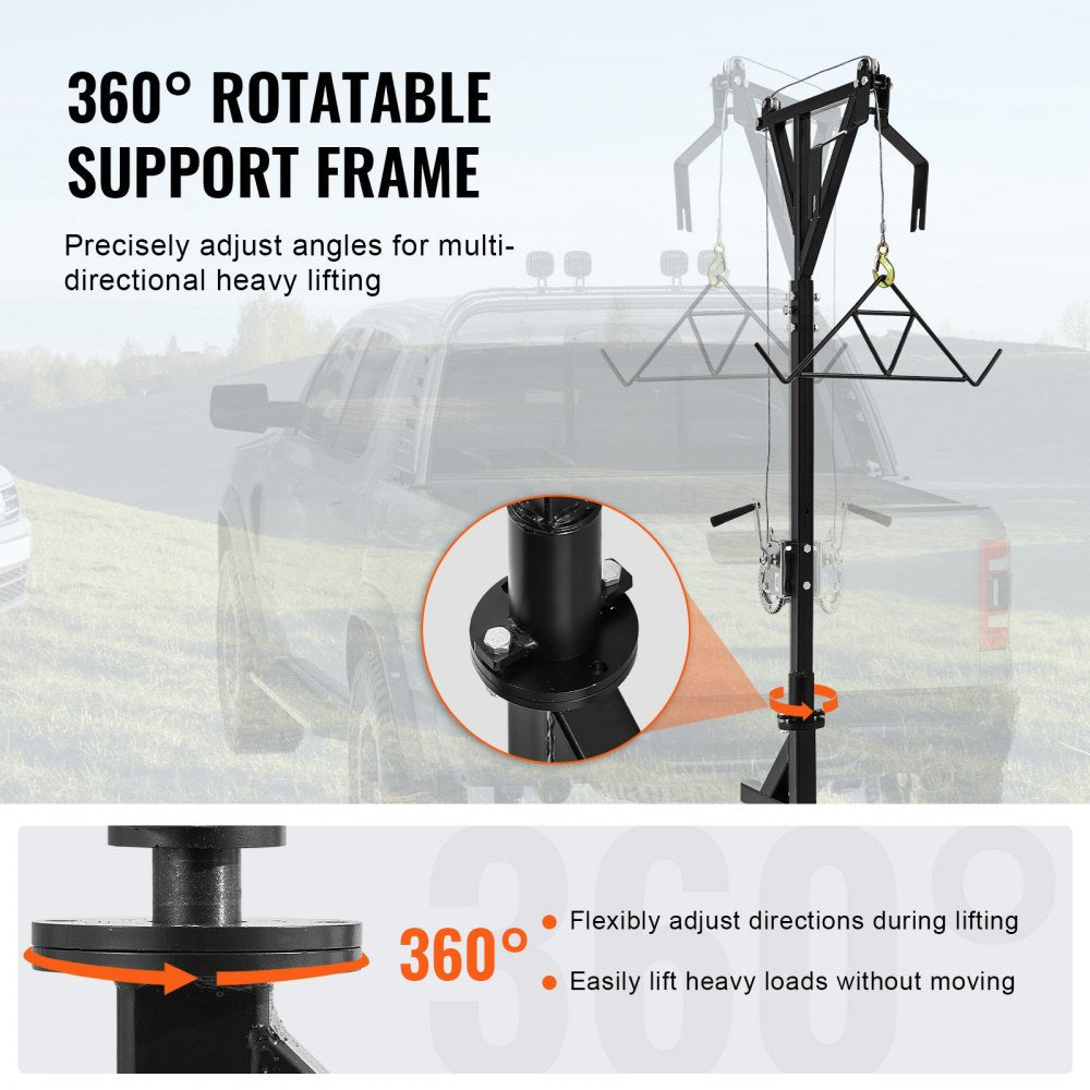 HXCZDJ-04 - Compact 600 lbs Hitch Mounted Deer Hoist with Manual Winch