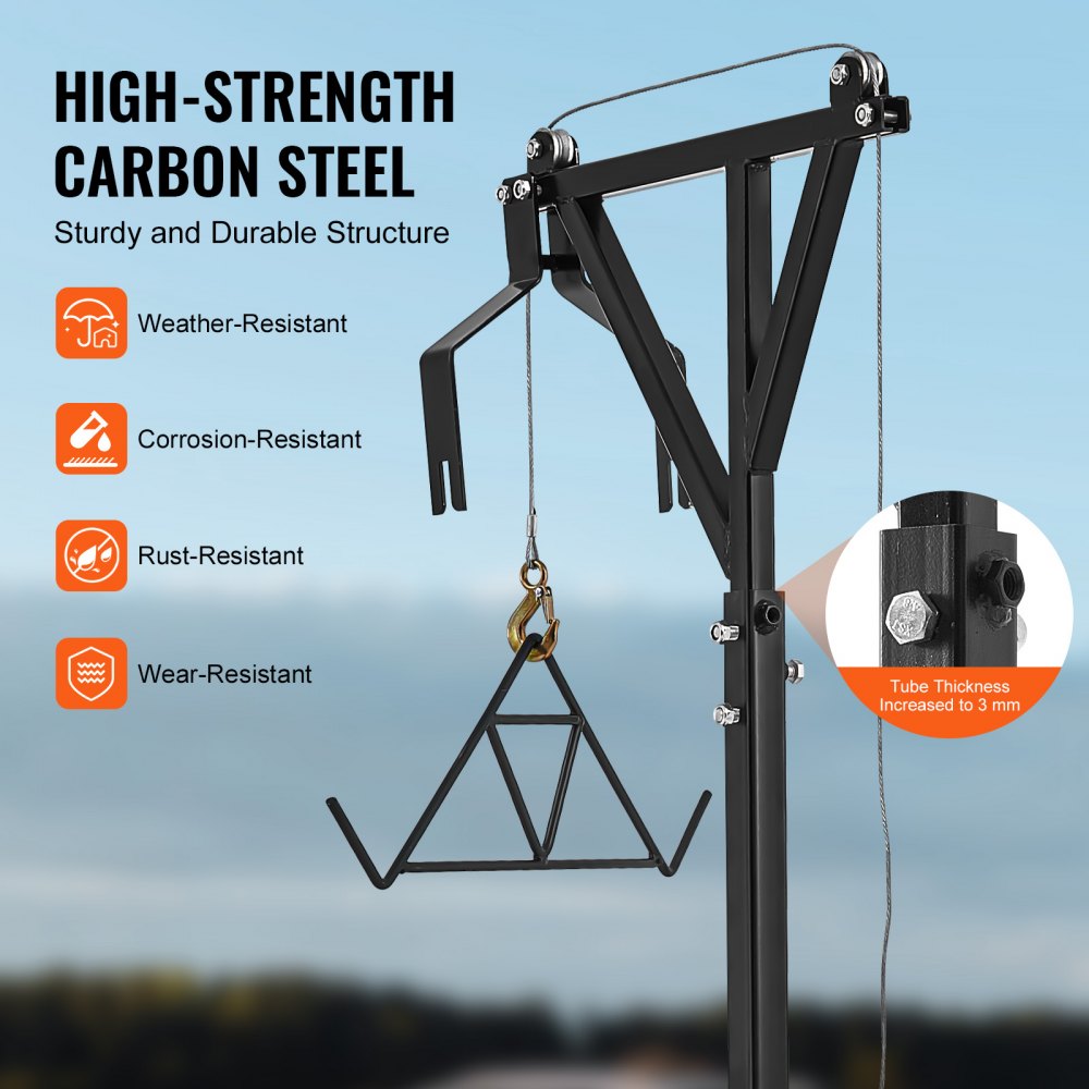 HXCZDJ-04 - Compact 600 lbs Hitch Mounted Deer Hoist with Manual Winch