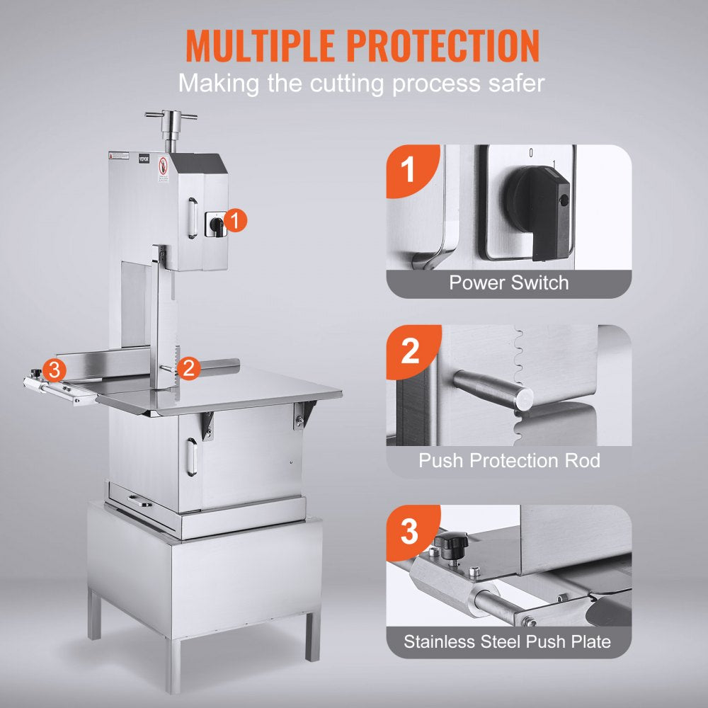 YF-400A - Stainless Steel Meat Bandsaw with 0.16-8.7" Adjustable Thickness