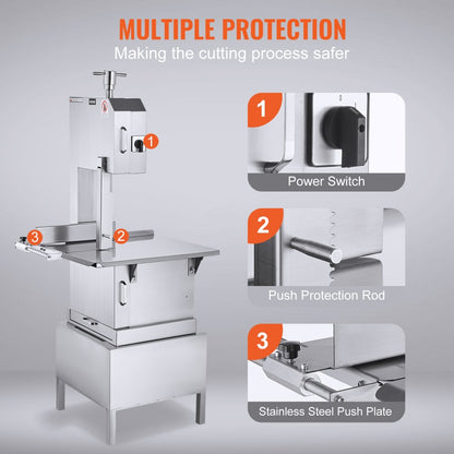 YF-400A - Stainless Steel Meat Bandsaw with 0.16-8.7" Adjustable Thickness
