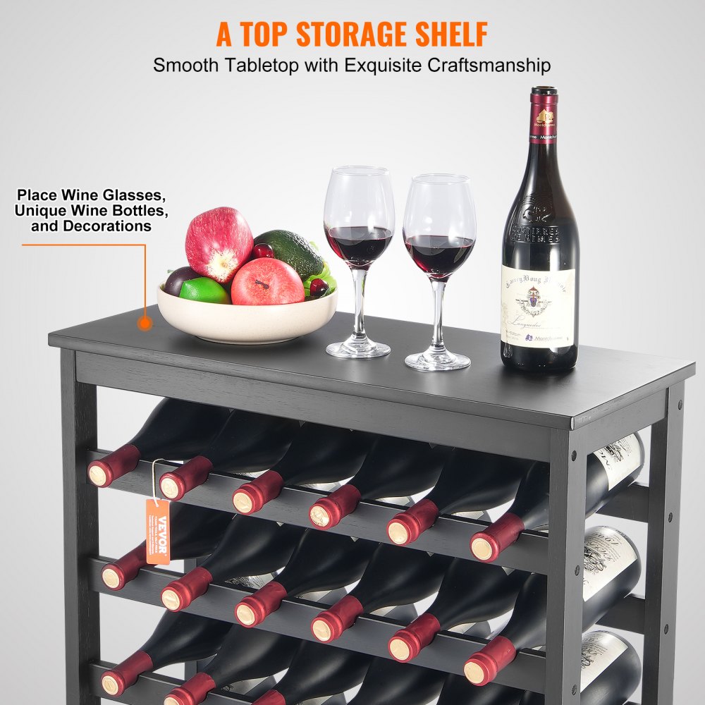 OPX-KWR27BL - 39.4" Bamboo Wine Rack Holds 42 Bottles, 7 Layers