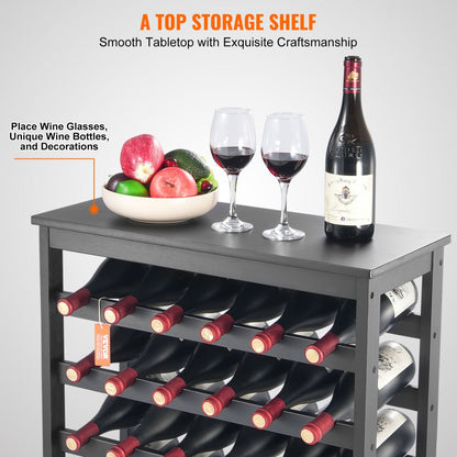 OPX-KWR27BL - 39.4" Bamboo Wine Rack Holds 42 Bottles, 7 Layers
