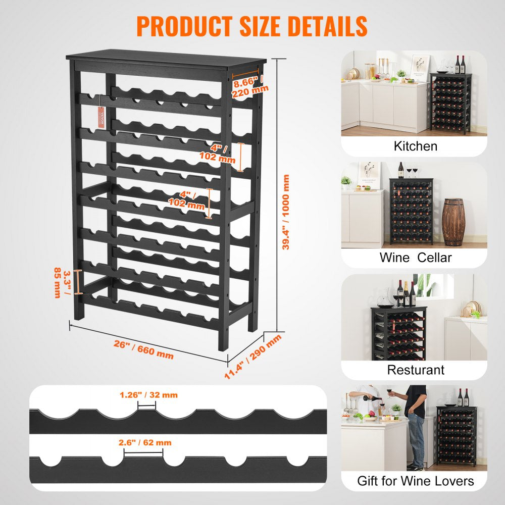OPX-KWR27BL - 39.4" Bamboo Wine Rack Holds 42 Bottles, 7 Layers