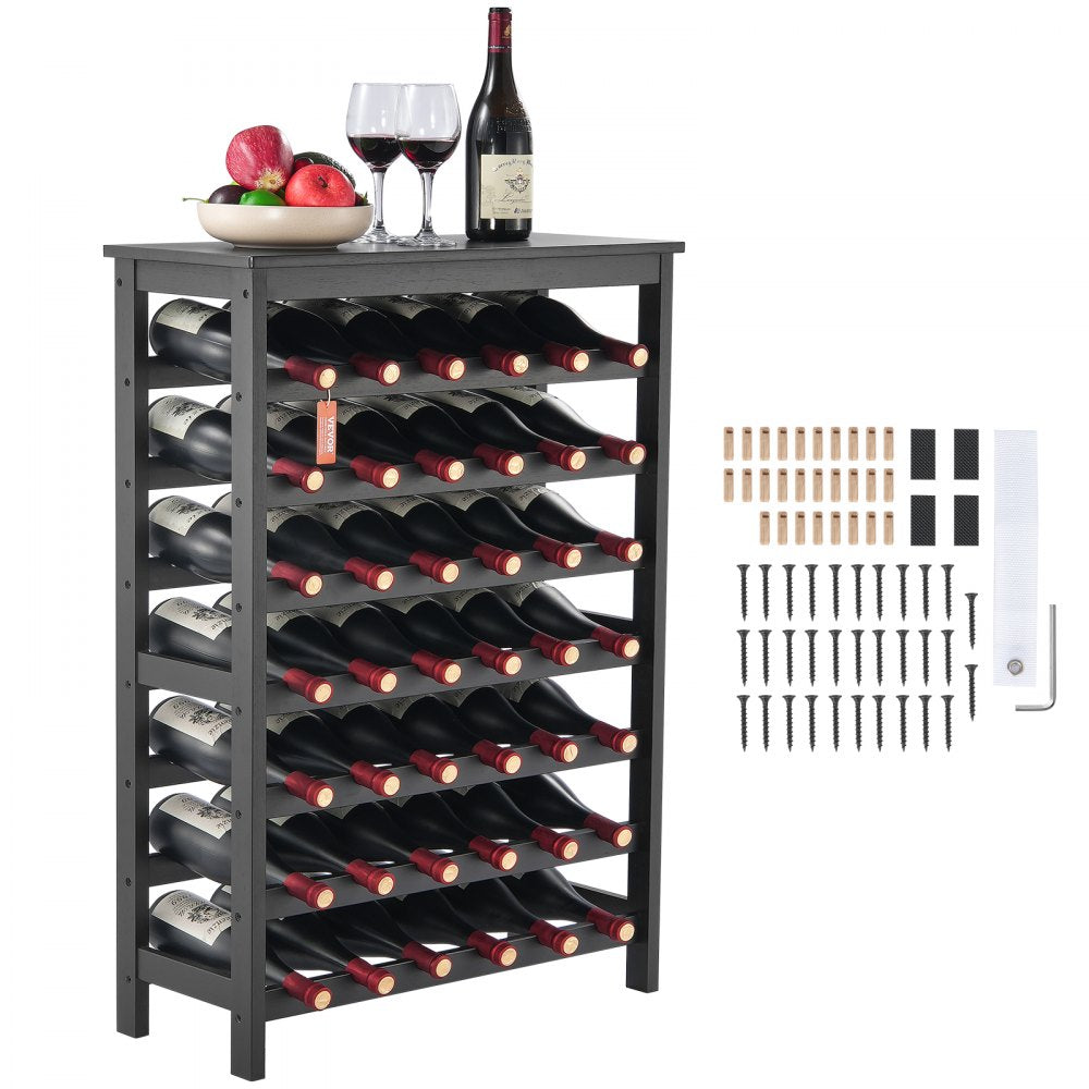 OPX-KWR27BL - 39.4" Bamboo Wine Rack Holds 42 Bottles, 7 Layers