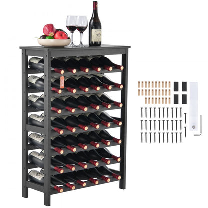 OPX-KWR27BL - 39.4" Bamboo Wine Rack Holds 42 Bottles, 7 Layers