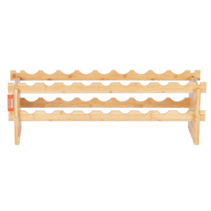 OPX-KWR218 - 33.5" Bamboo 18-Bottle Wine Rack, 2-Tier Freestanding Design