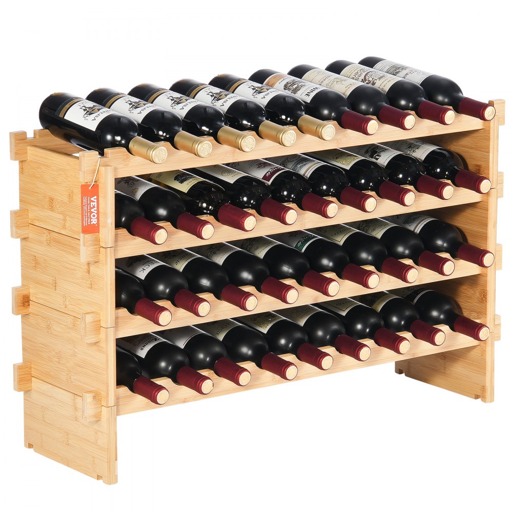 OPX-KWR436 - 33.5x9.8x20.7" Bamboo Wine Rack Holds 36 Bottles