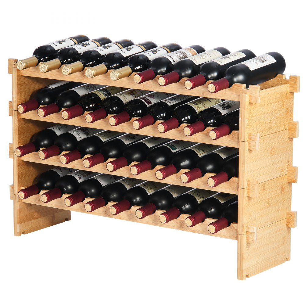 OPX-KWR436 - 33.5x9.8x20.7" Bamboo Wine Rack Holds 36 Bottles