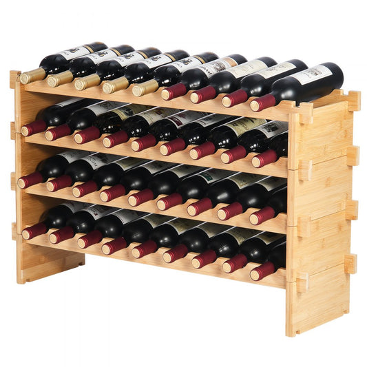 OPX-KWR436 - 33.5x9.8x20.7" Bamboo Wine Rack Holds 36 Bottles