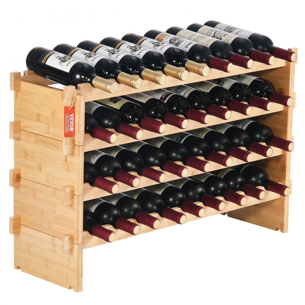 OPX-KWR436 - 33.5x9.8x20.7" Bamboo Wine Rack Holds 36 Bottles
