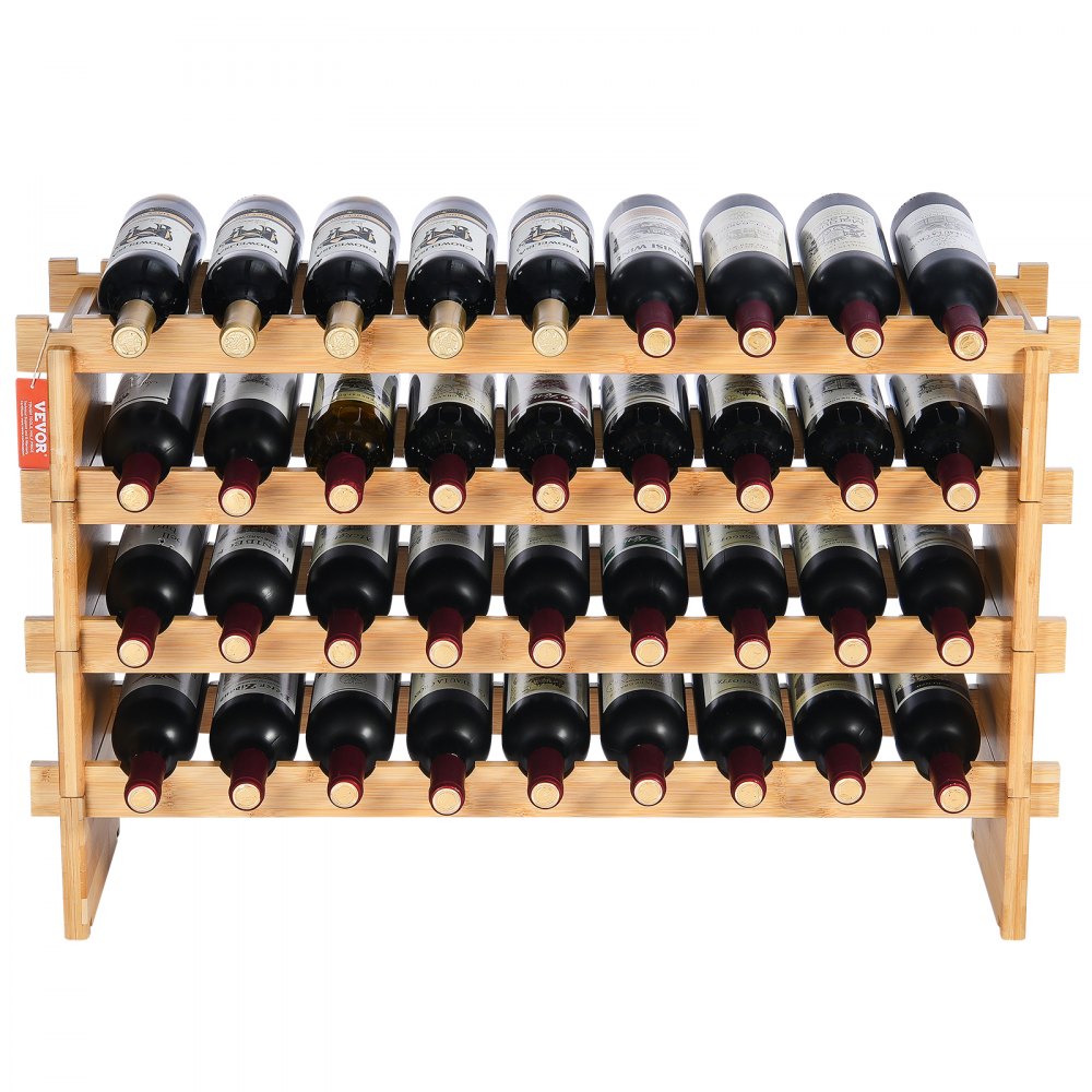 OPX-KWR436 - 33.5x9.8x20.7" Bamboo Wine Rack Holds 36 Bottles