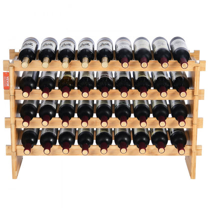 OPX-KWR436 - 33.5x9.8x20.7" Bamboo Wine Rack Holds 36 Bottles