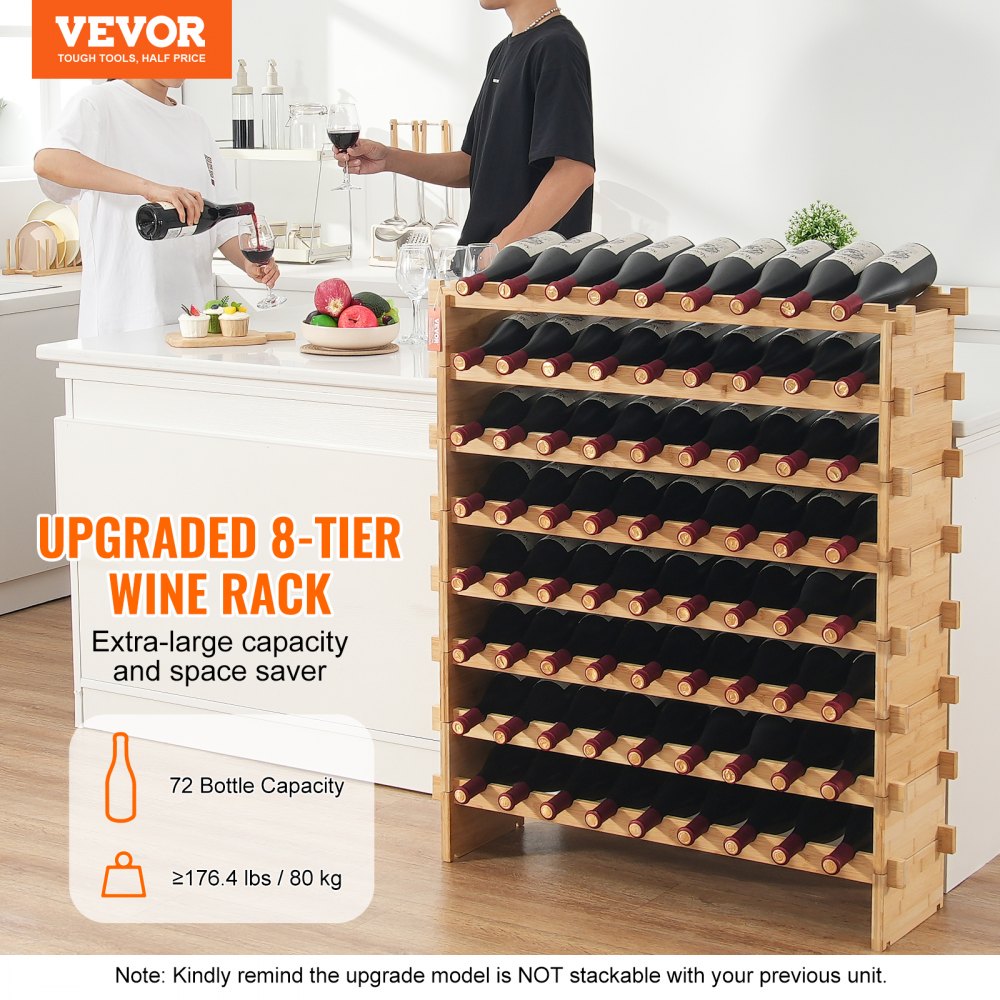 OPX-KWR872 - 35.4"x9.8"x40.7" Bamboo Wine Rack for 72 Bottles
