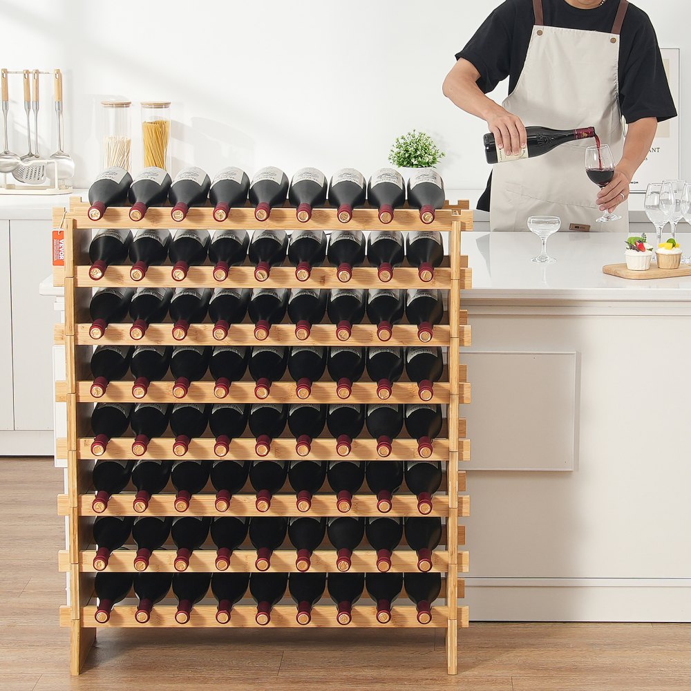 OPX-KWR872 - 35.4"x9.8"x40.7" Bamboo Wine Rack for 72 Bottles