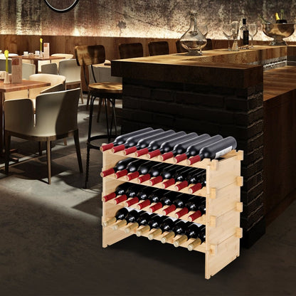 OPX-WR68NR - Stackable 6-Tier Bamboo Wine Rack for 48 Bottles