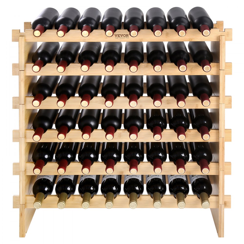 OPX-WR68NR - Stackable 6-Tier Bamboo Wine Rack for 48 Bottles