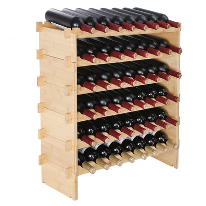 OPX-WR68NR - Stackable 6-Tier Bamboo Wine Rack for 48 Bottles