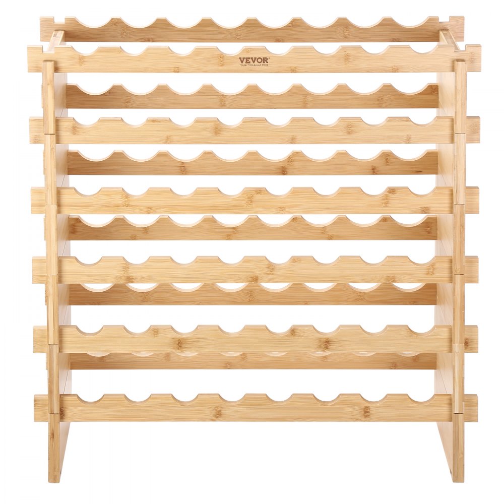 OPX-WR68NR - Stackable 6-Tier Bamboo Wine Rack for 48 Bottles