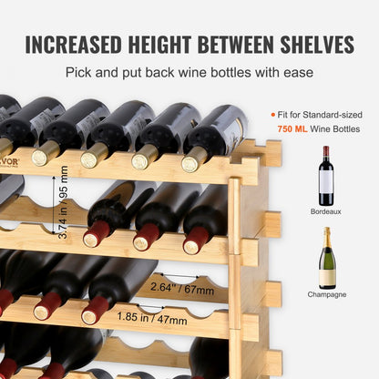 OPX-WR89NR - Elegant 8-Tier Bamboo Wine Rack for 72 Bottles